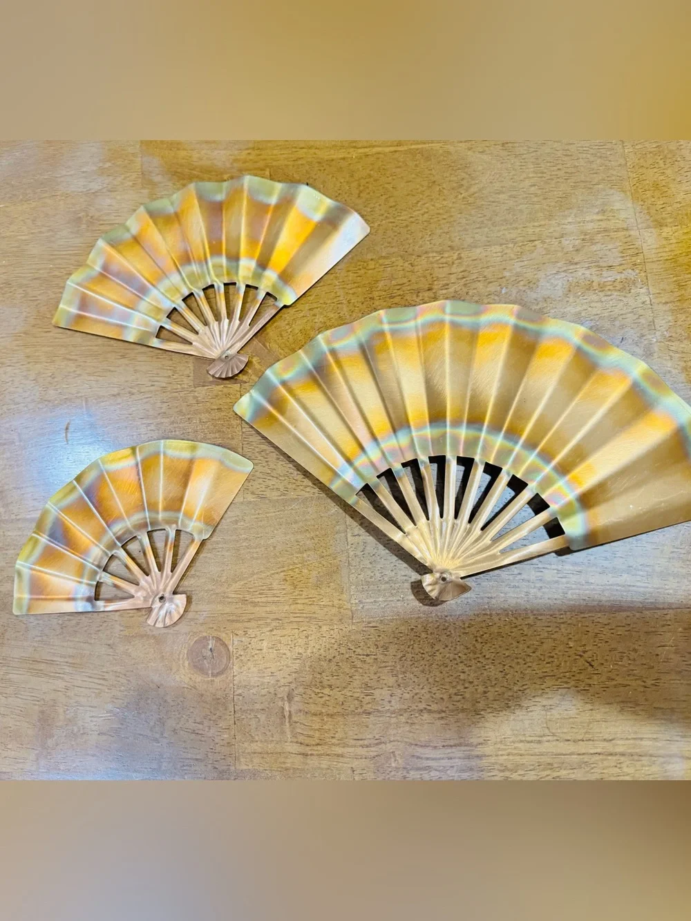 Vintage copper fans wall decor set of 3
